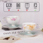 Ceramic Tea Cup and Saucer Set with Gold Trim - Image 5