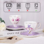 Ceramic Tea Cup and Saucer Set with Gold Trim - Image 7