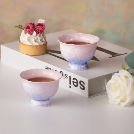 2.8oz Hand Painted for Afternoon Tea or Coffee Pink and Blue