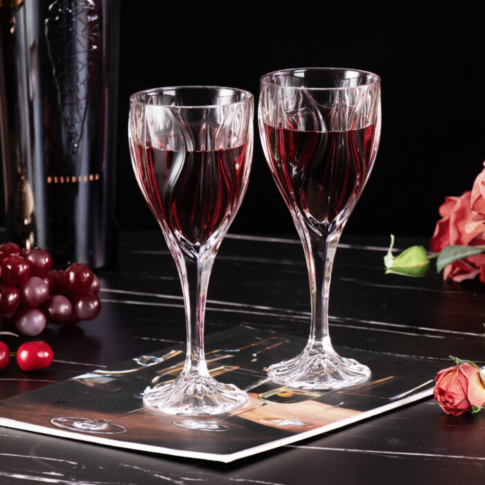 Wine Glasses Set of 2 8 oz Crystal Bordeaux Wine Glasses - Image 2