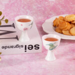 Tea Cup Set of 2 Small 1.4oz Tea Cups Playing with Butterflies