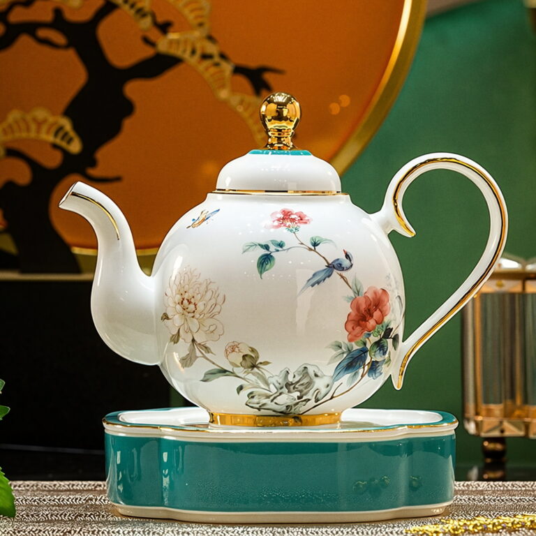 Tea Set, Porcelain Teapot and Cups Set, Ceramic Tea Pot – detail view 3