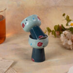 Tea Cup Set of 2 Small Tea Cups 2.1oz Blue Porcelain Tea Cup Set - Image 3