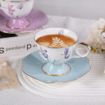 Ceramic Tea Cup and Saucer Set with Gold Trim - Image 3