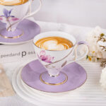 Ceramic Tea Cup and Saucer Set with Gold Trim - Image 6
