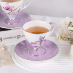 Ceramic Tea Cup and Saucer Set with Gold Trim - Image 5