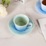 Tea Cups and Saucers Set of 2, Porcelain Coffee Cups - Image 4