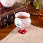 Red Makeup high-footed Cup 3.2oz Small Tea Cups Set of 2 - Image 4