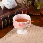 Ceramic Teacups for Home 3.2oz Floral Porcelain Tea Cup Set of 2 - Image 5