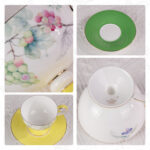 Ceramic Tea Cup and Saucer Set with Gold Trim, Grape - Image 5