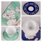 Ceramic Tea Cup and Saucer Set with Gold Trim - Image 3