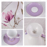 Ceramic Tea Cup and Saucer Set with Gold Trim - Image 3