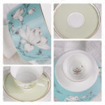 Ceramic Tea Cup and Saucer Set with Gold Trim - Image 4