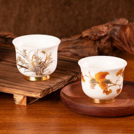 Ceramic Tea Cups Small 3.9oz Vintage Coffee Cup Set of 2