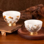 High Footed 2.9oz Tea Mugs Ceramic Tea Cups Cup Set of 2