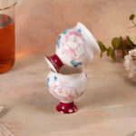 Red Makeup high-footed Cup 3.2oz Small Tea Cups Set of 2 - Image 5