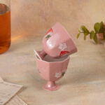 Tea Cup Set of 2 Small Tea Cups 2oz Red Porcelain Tea Cup Set - Image 5