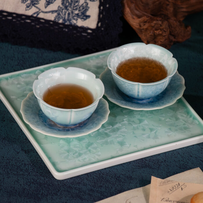 Tea Set for Adults Porcelain Tea Pot and Tea Cups Set Blue,Green - Image 4