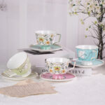 Ceramic Tea Cup and Saucer Set with Gold Trim - Image 4