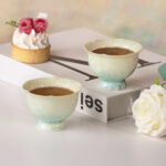 Ceramic Tea & Coffee 2.8oz Cups Set of 2-Yellow-Green Gradient