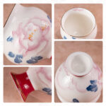 Red Makeup high-footed Cup 3.2oz Small Tea Cups Set of 2 - Image 3