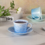 Tea Cups and Saucers Set of 2, Porcelain Coffee Cups