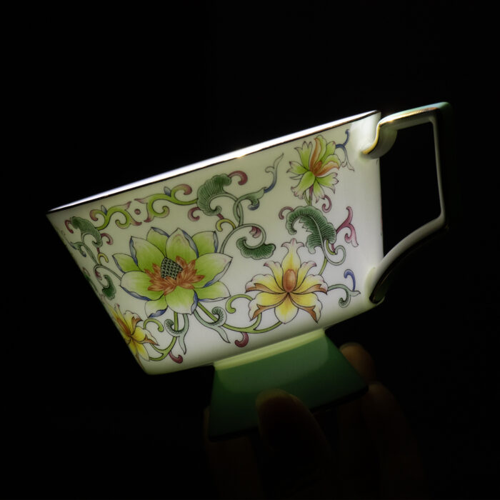 Ceramic Tea Cup and Saucer Set with Gold Trim - Image 6
