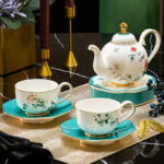 Tea Set, Porcelain Teapot and Cups Set, Ceramic Tea Pot - Image 9