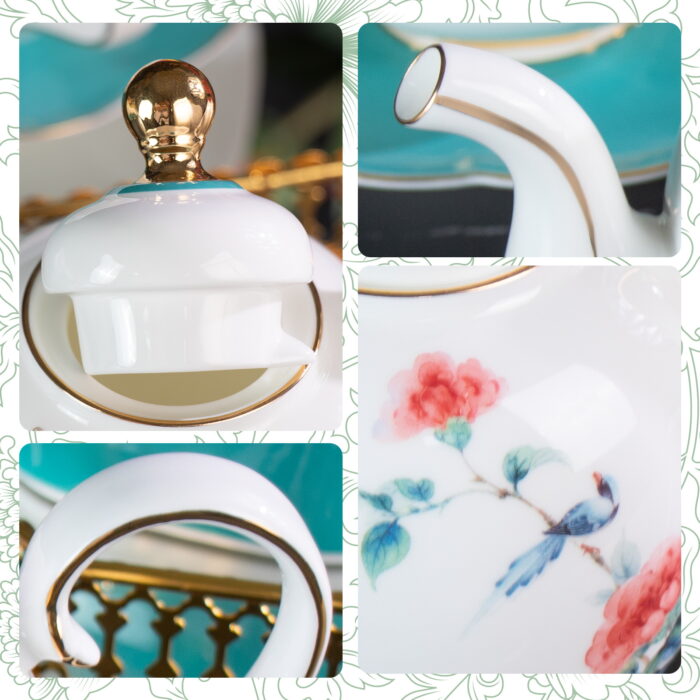 Tea Set, Porcelain Teapot and Cups Set, Ceramic Tea Pot - Image 5
