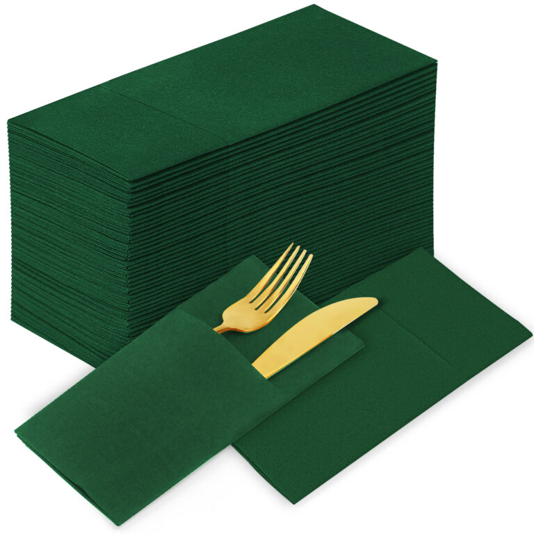 KAMMAK Dark Green Napkins Disposable Napkins 100 Pack – detail view 2