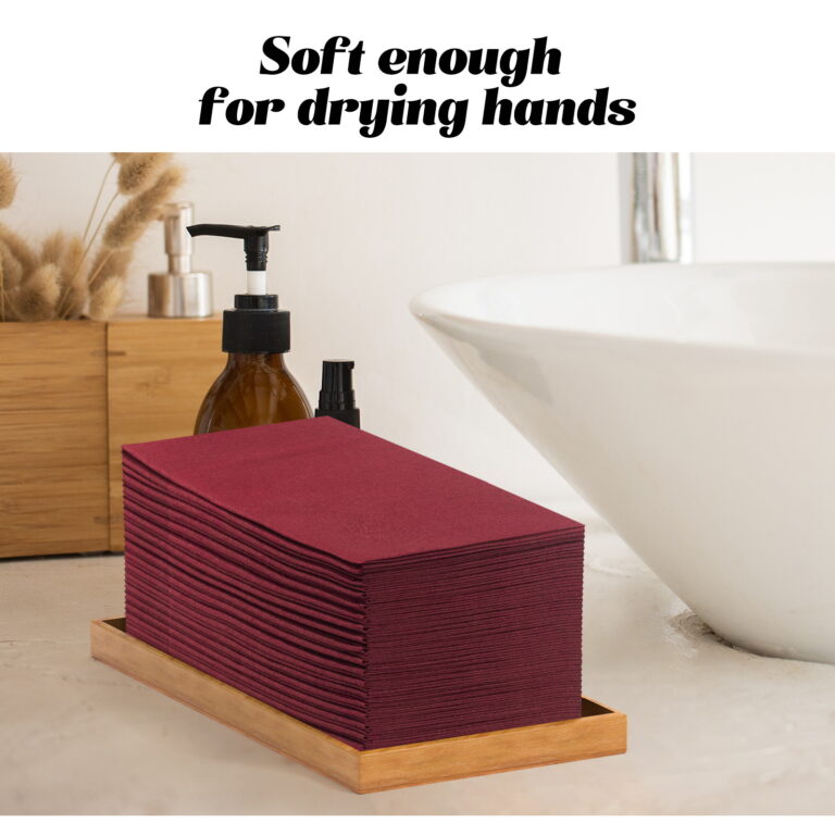 KAMMAK Burgundy Napkins Disposbale Dinner Napkins 100 Pack – detail view 3
