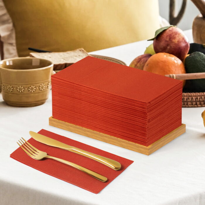 Paper Napkin.155 KAMMAK Napkins Disposbale Terracotta and Orange 100 Pack - Image 1