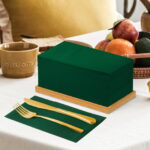 KAMMAK Dark Green Napkins Disposable Napkins 100 Pack - Image 4