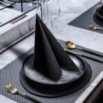 KAMMAK Black Napkins Disposable with Pocket 100 Pack - Image 3