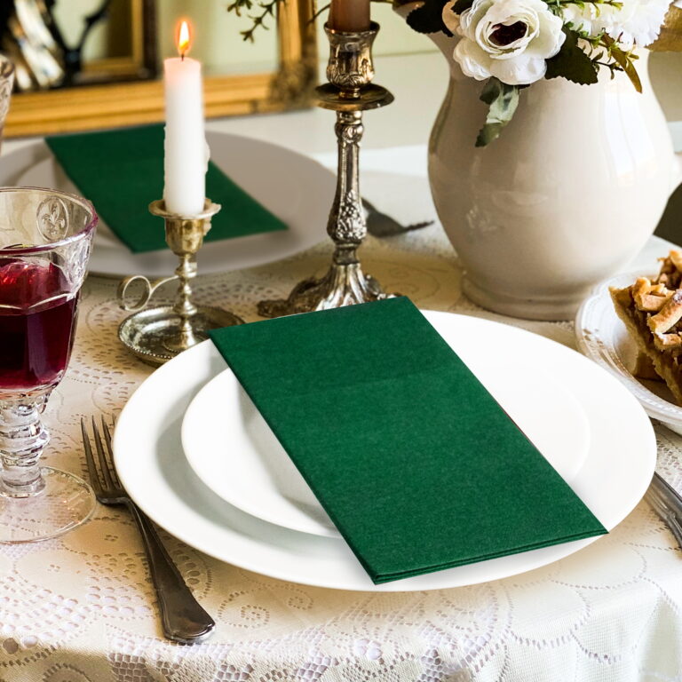 KAMMAK Dark Green Napkins Disposable Napkins 100 Pack – detail view 3