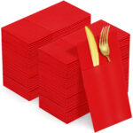 KAMMAK Red Napkins Disposable Dinner Napkins 100 Pack - Image 2