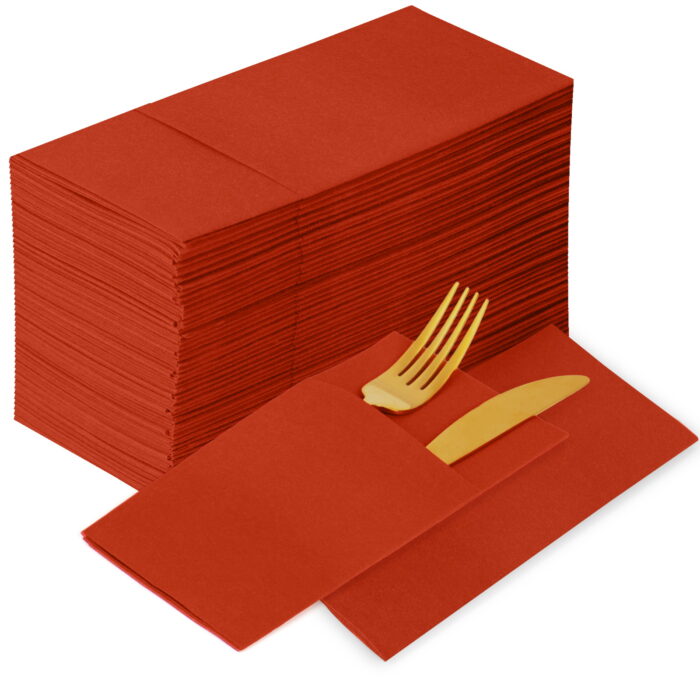 KAMMAK Napkins Disposbale Terracotta and Orange 100 Pack - Image 2