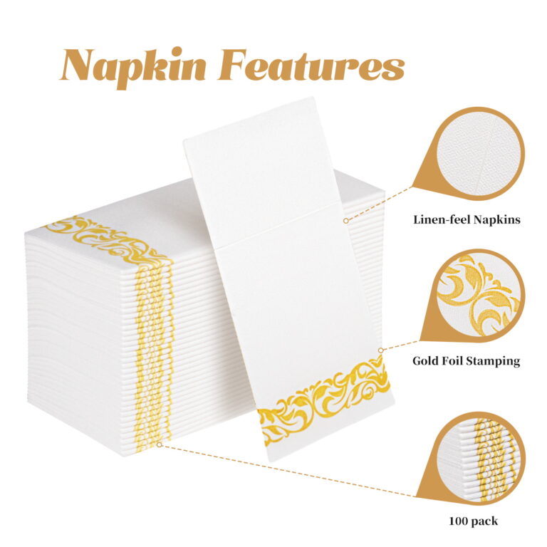 KAMMAK Napkins White Paper Napkins Disposable 100 Pack – detail view 3