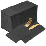 KAMMAK Dinner Napkins Disposable Dark Gray Pocket 100 Pack - Image 2