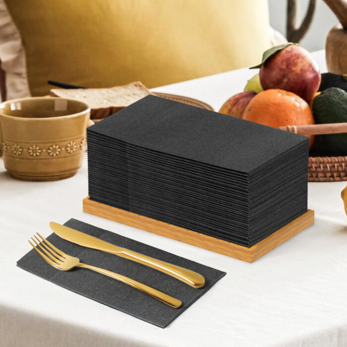 Paper Napkinrey napkins9 KAMMAK Dinner Napkins Disposable Dark Gray Pocket 100 Pack - Image 1