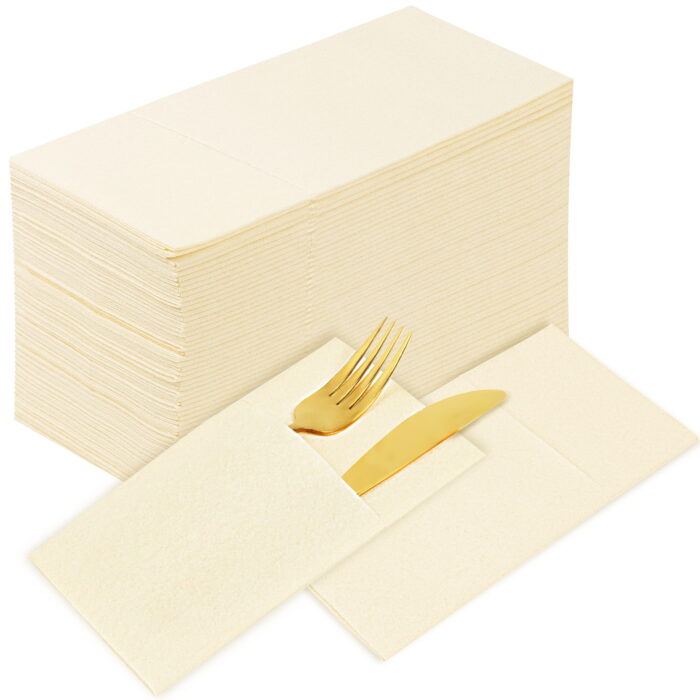 KAMMAK Napkins Disposable Beige Paper Napkins 100 Pack - Image 2