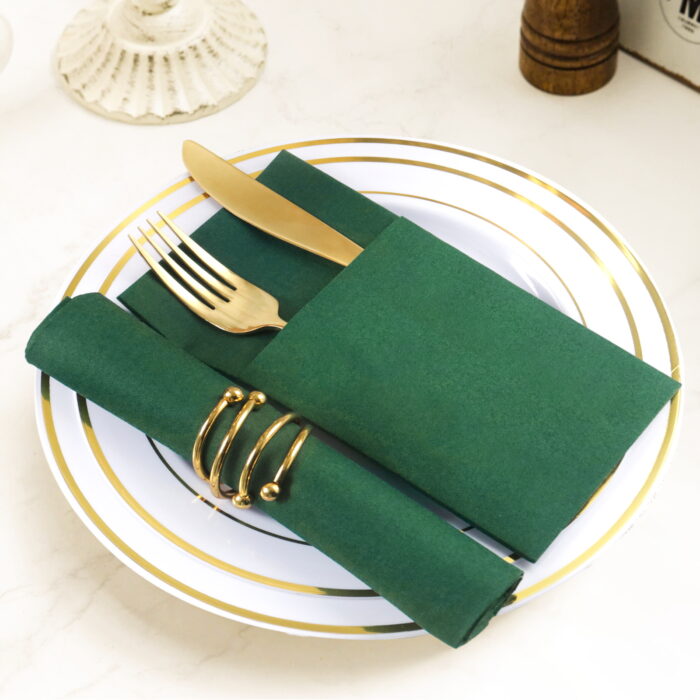 KAMMAK Dark Green Napkins Disposable Napkins 100 Pack - Image 1