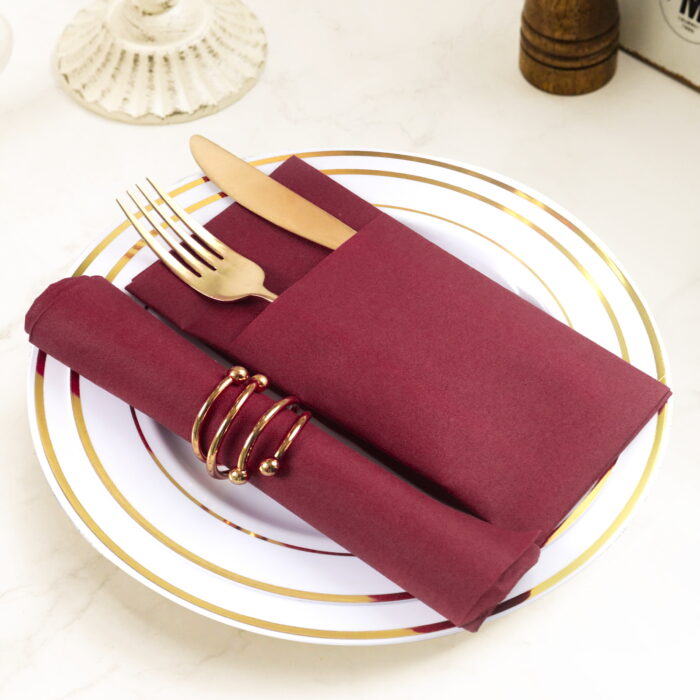 KAMMAK Burgundy Napkins Disposbale Dinner Napkins 100 Pack - Image 1