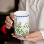 Asian Tea Cups Set of 2 4.23oz Mini Ceramic Porcelain Tea Mugs - Image 7