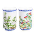 Asian Tea Cups Set of 2 4.23oz Mini Ceramic Porcelain Tea Mugs - Image 2