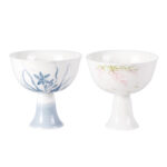 White Porcelain Tea Set with Short Stem for Hot/Cold Drink - Image 2