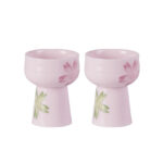 Tea Cups Porelain Tea Cup Set of 2 1.8oz Small Ceramic Teacups - Image 2