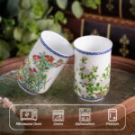 Asian Tea Cups Set of 2 4.23oz Mini Ceramic Porcelain Tea Mugs - Image 3