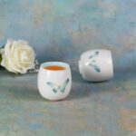Tea Cup 2.3oz Small Tea Cups Set of 2 White Porcelain Tea Cups