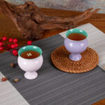 Tea Cups 2.3oz Hand Painted Tea Party Mugs Coffee Cup Set of 2 - Image 3